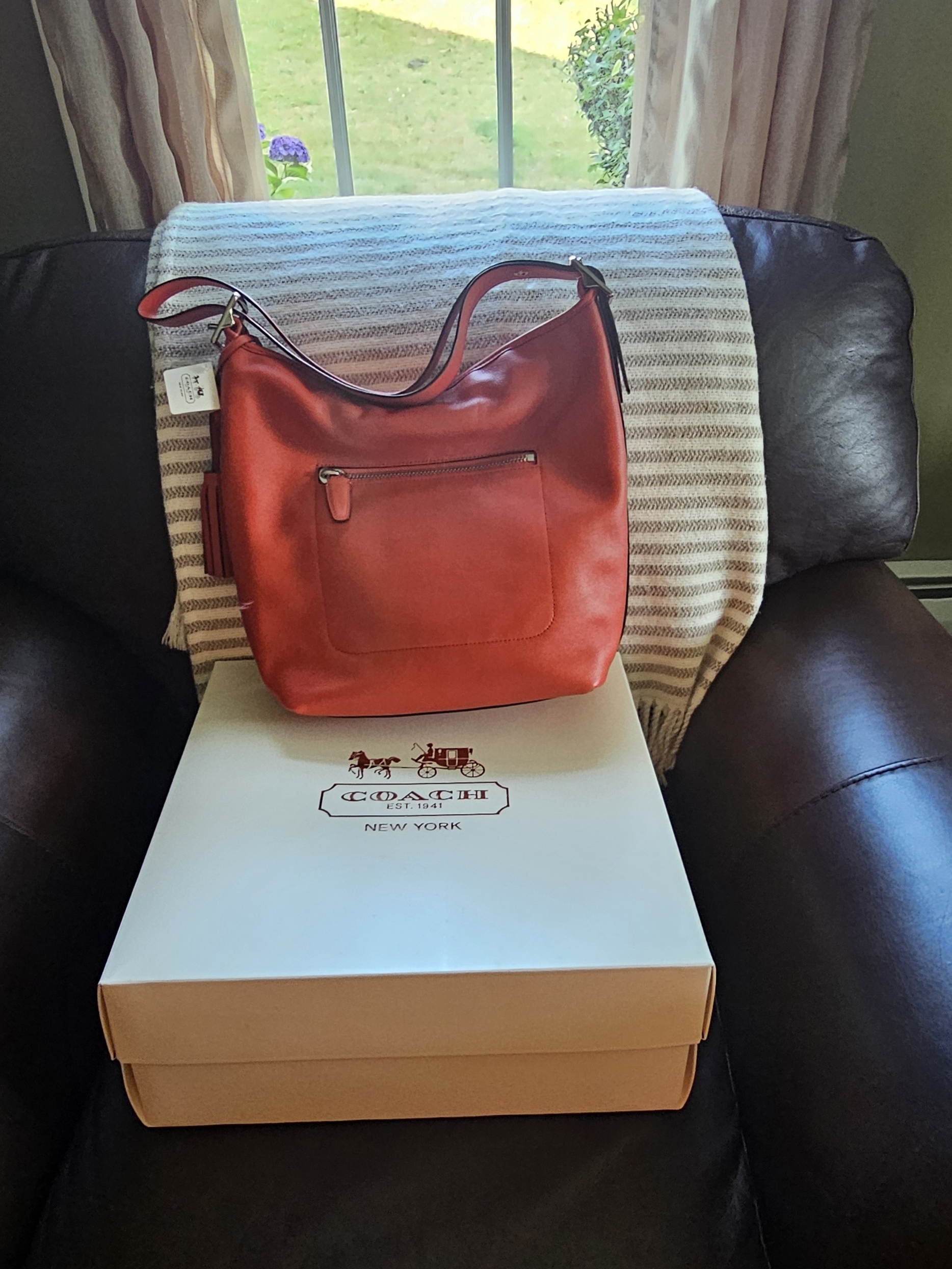 Coach Red Leather Hobo Bag